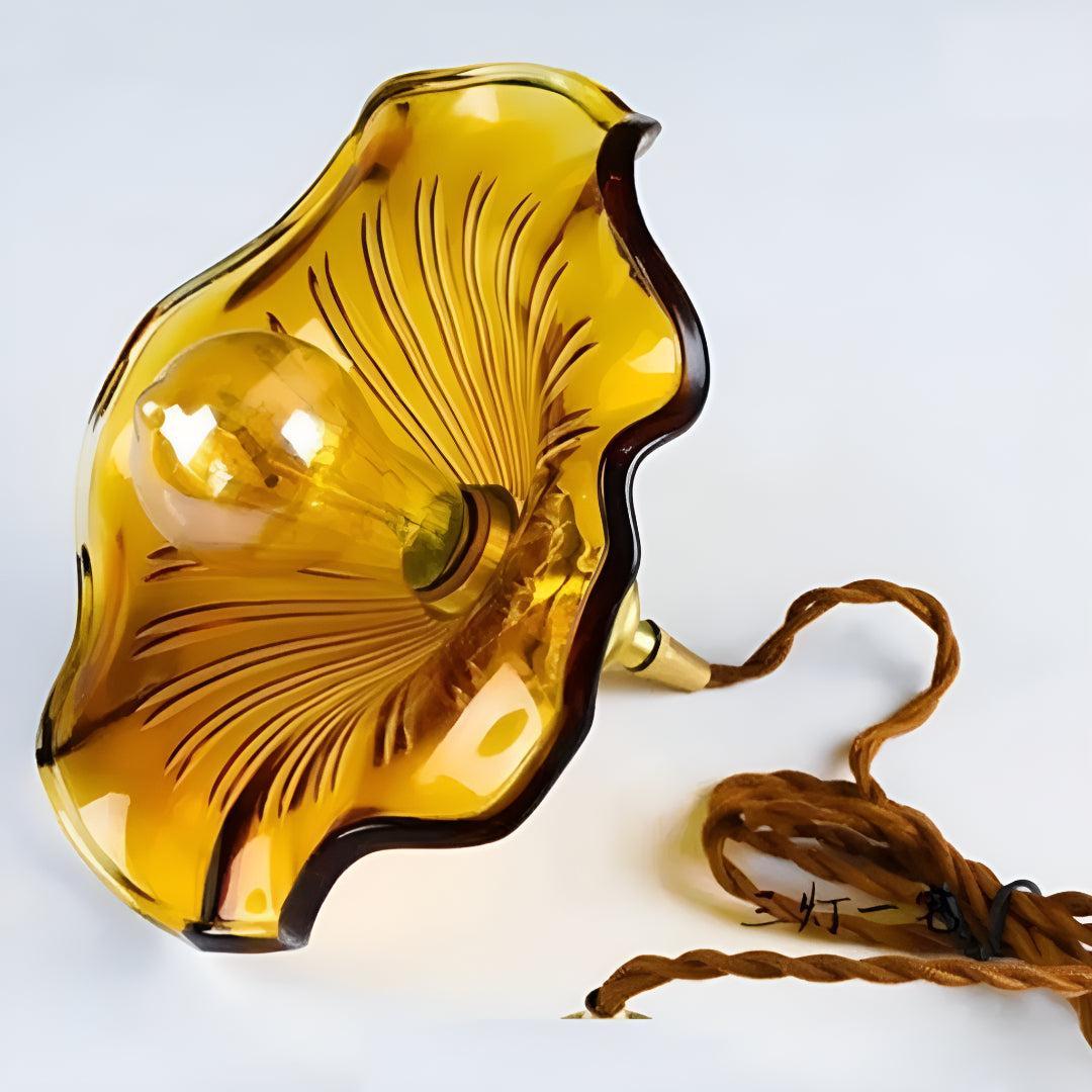 Glass Pendant Lighting With Floral Ceiling Design