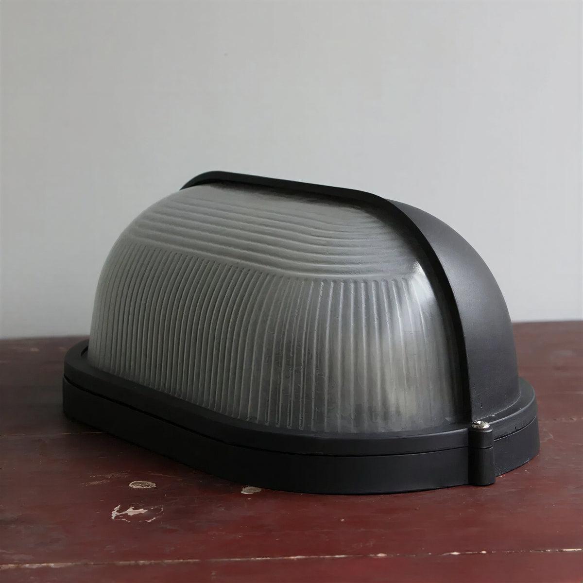 Industrial Exterior Wall Light For Outdoor Wall With Ribbed Sconce Fixture