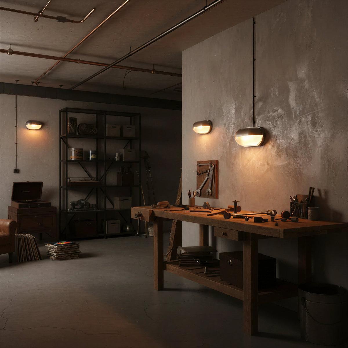 Industrial Exterior Wall Light For Outdoor Wall With Ribbed Sconce Fixture