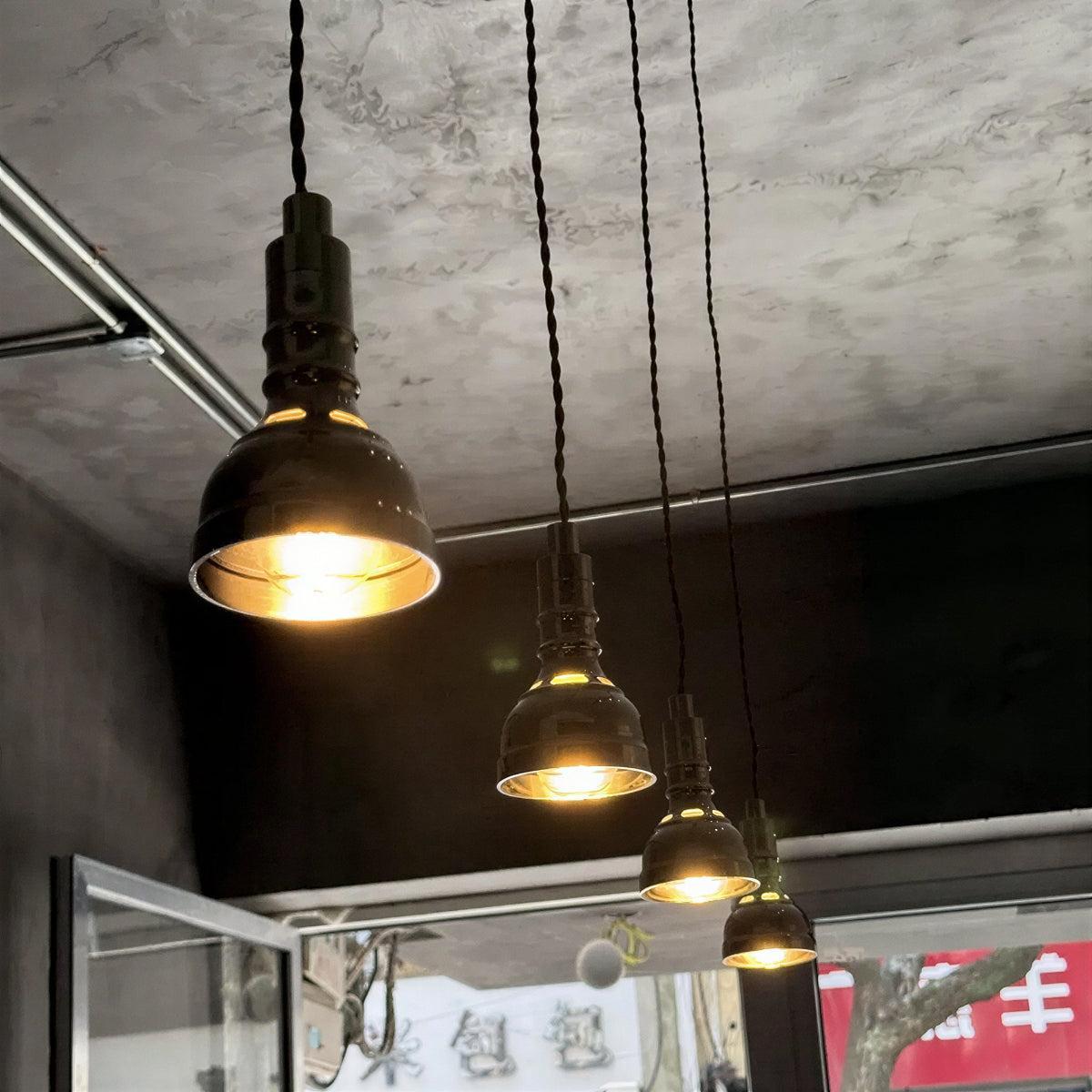Industrial Vintage Metal Pendant Light Fitting With Focused Downlight Ceiling Illumination