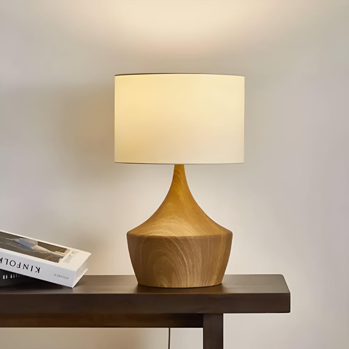 Japandi Wooden Modern Table Lamp With Linen Shade