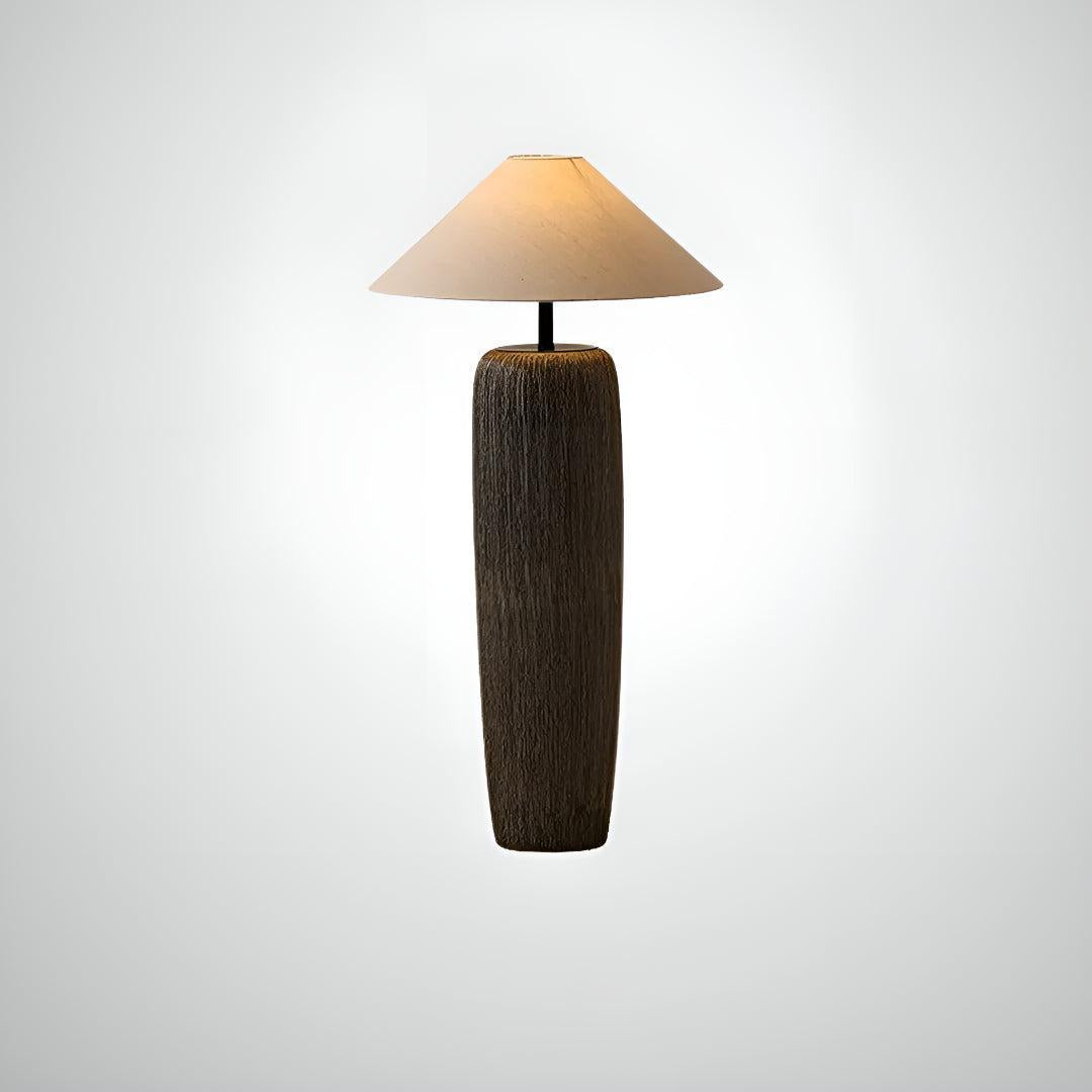 Japanese Pottery Floor Lamp With Fabric Shade For Living Room