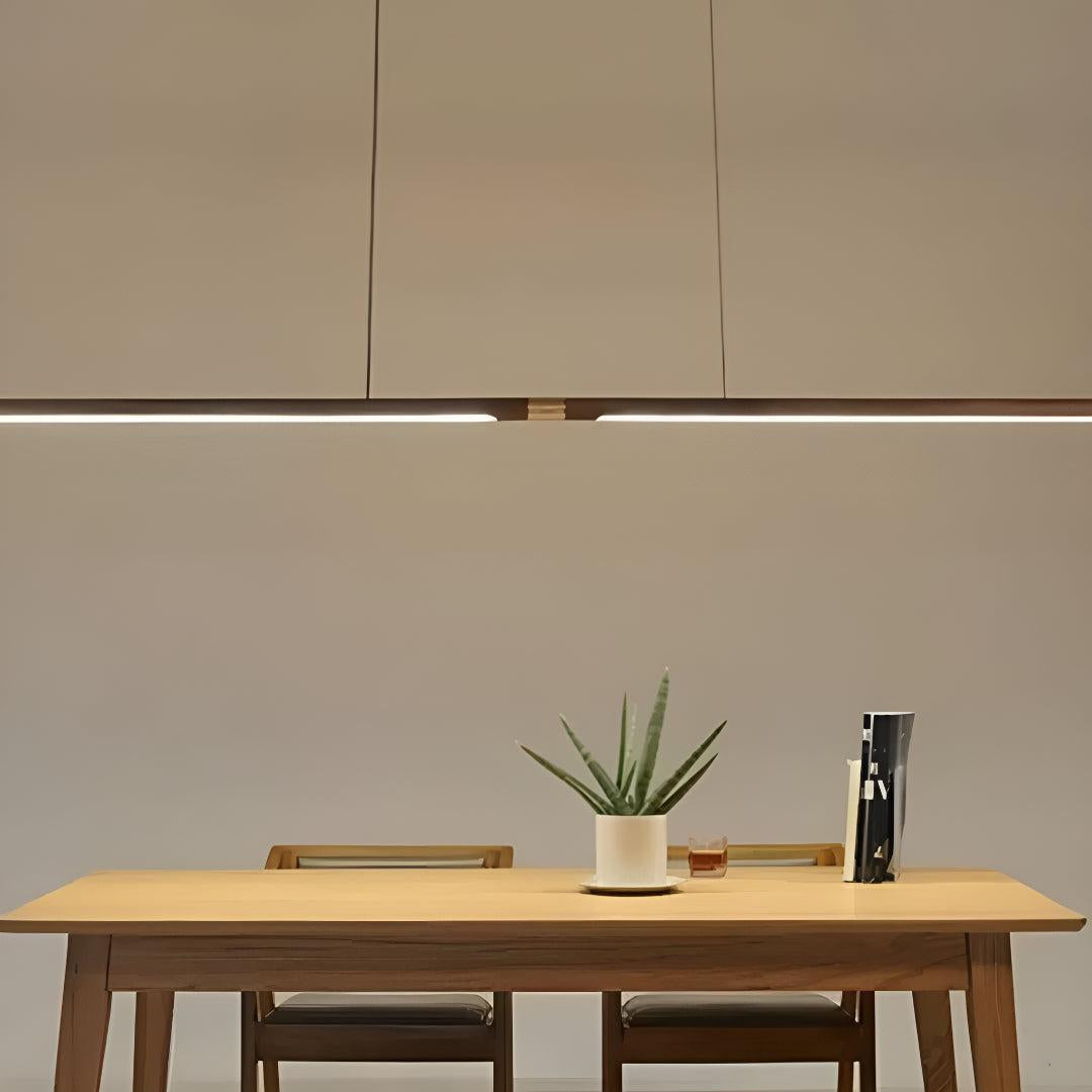 Kitchen Island Wooden Pendant Lighting With Linear Bar Design