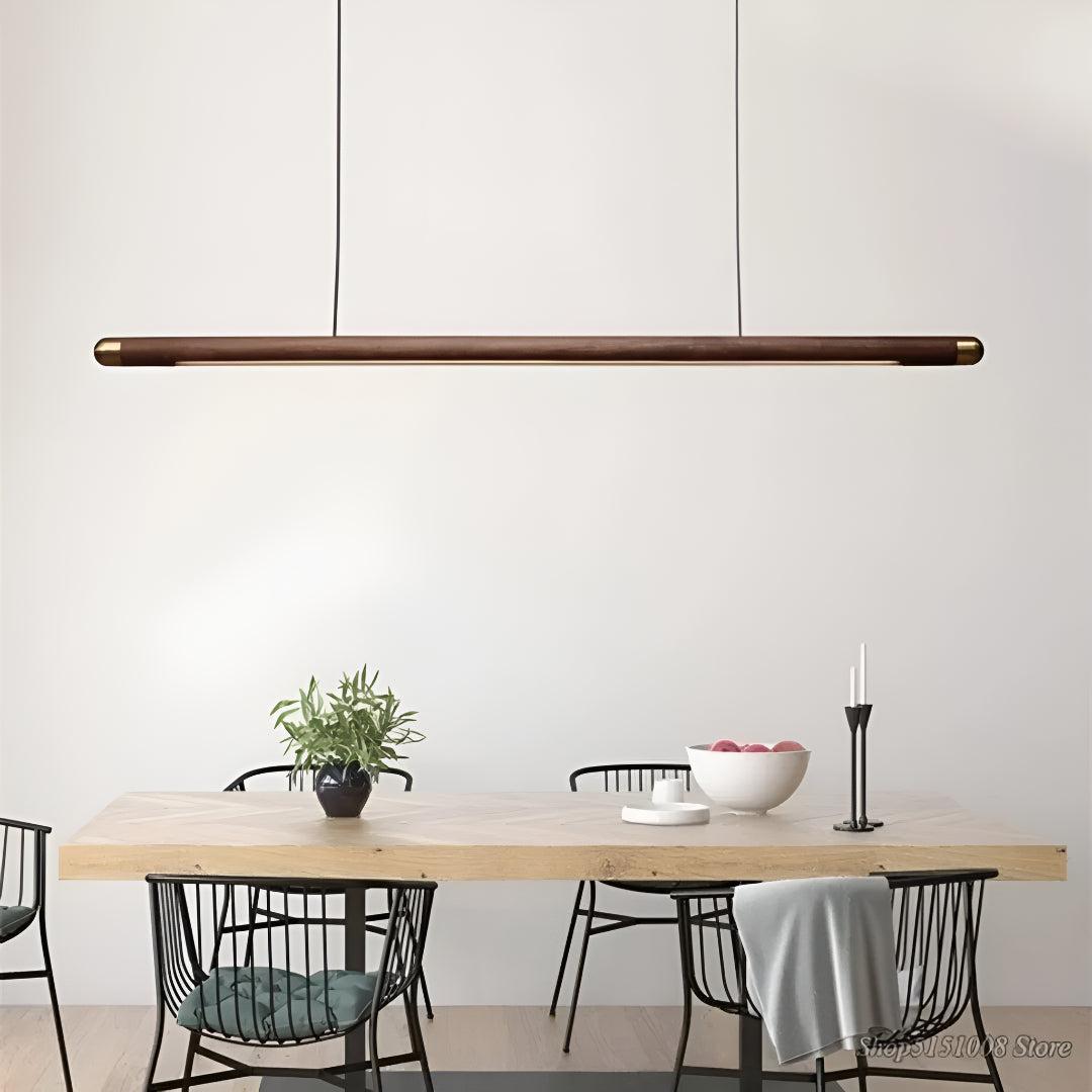 Kitchen Island Wooden Pendant Lighting With Linear Bar Design