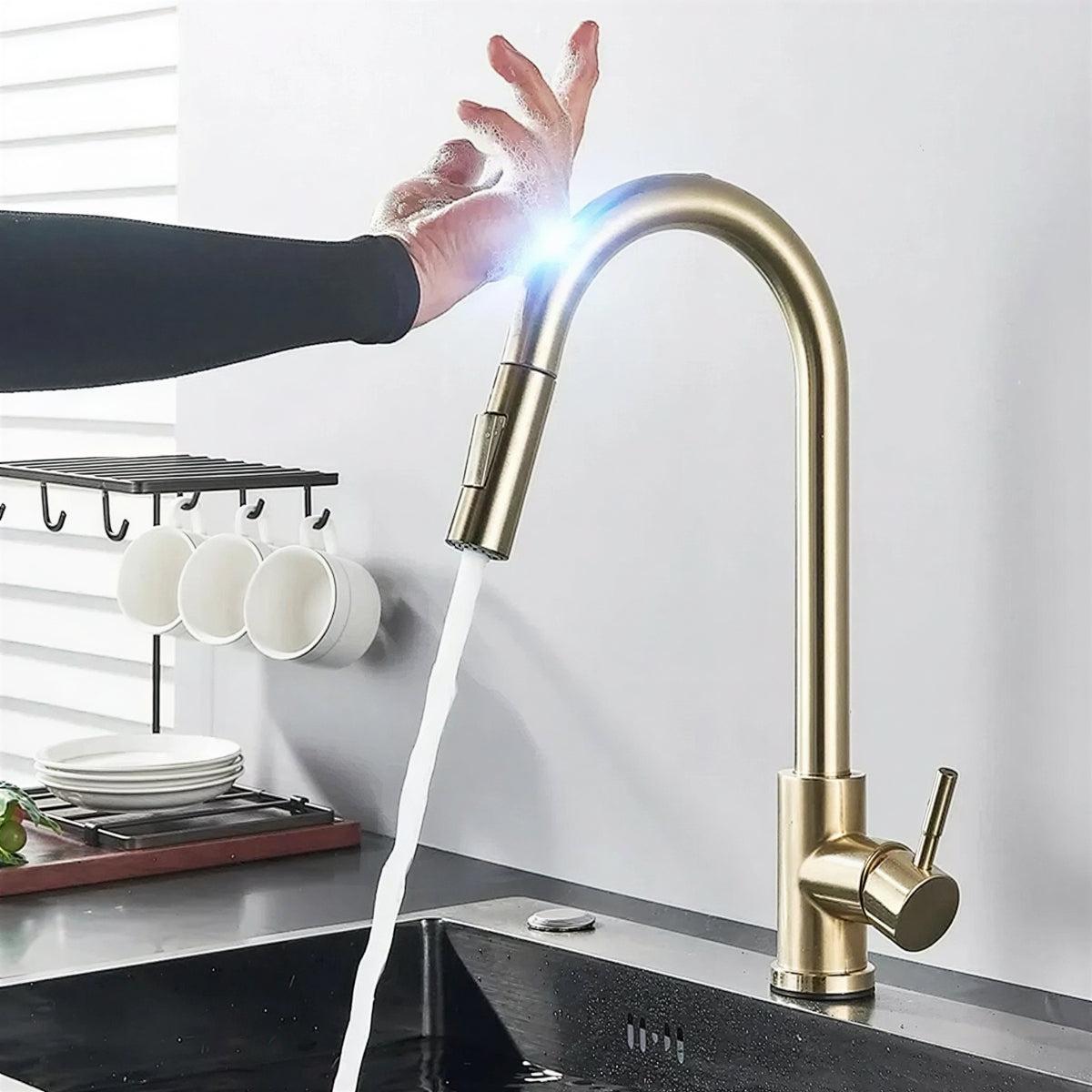 Kitchen Sink Mixer Tap With Pull Out Sprayer And Touch Sensor