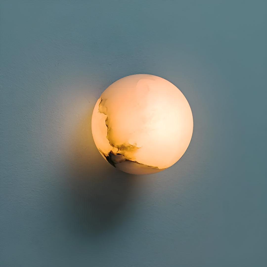 Marble Sphere Globe Wall Sconce Light With Shade And Ambient Glow