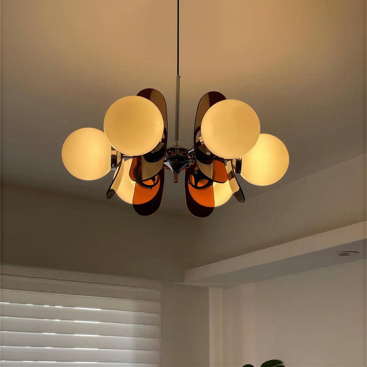 Mid Century Sputnik Pendant Ceiling Light With Glass Orb Shades