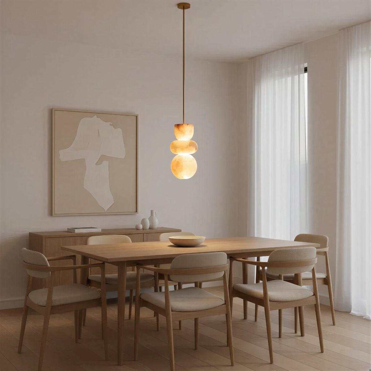 Modern Alabaster Dining Table Light With Radiant Glow