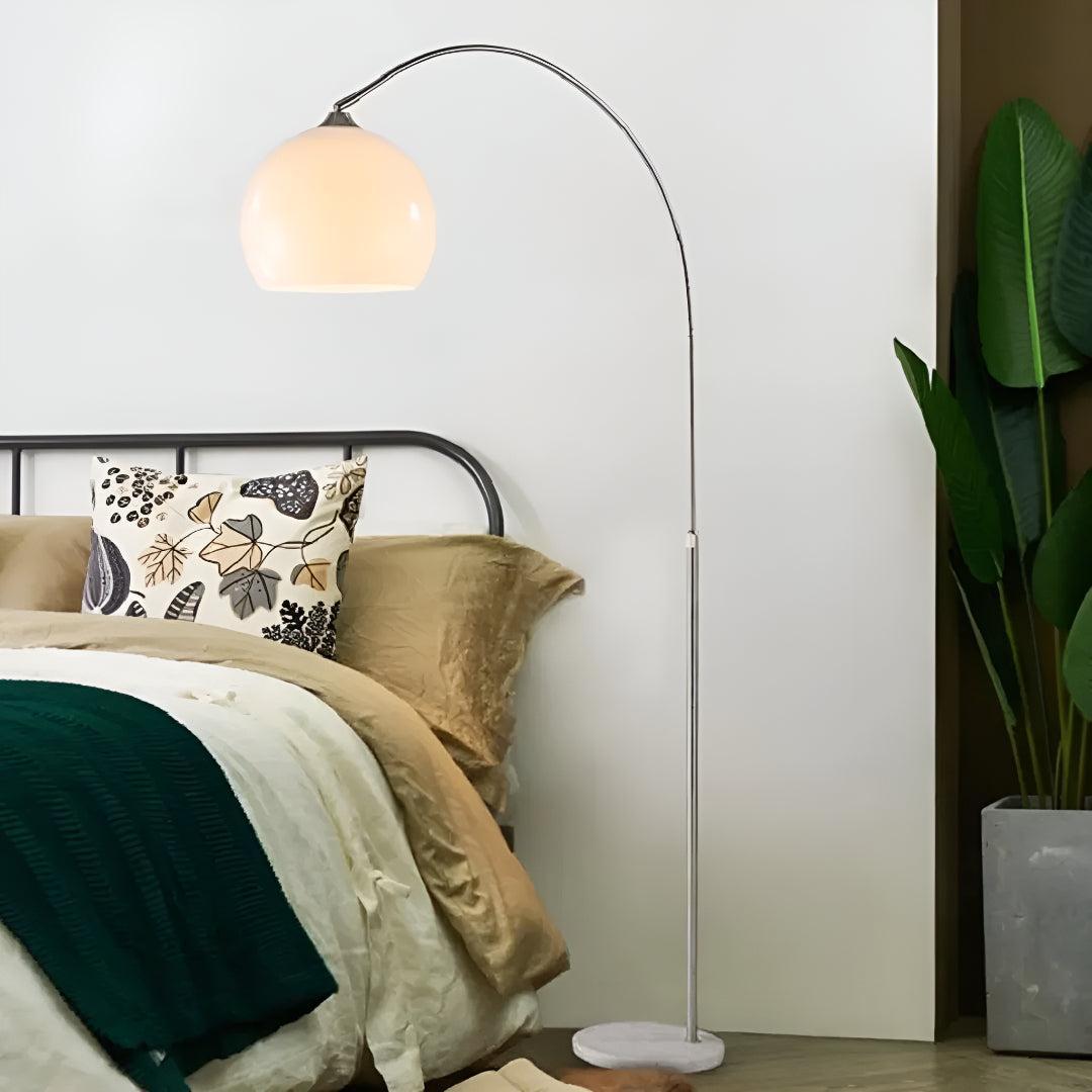 Modern Arc Floor Lamp With Glass Lampshade And Marble Base