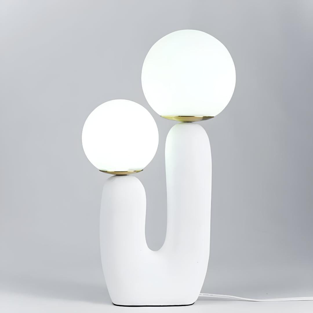 Modern Bedside Table Lamp With Double Glass Globe Design