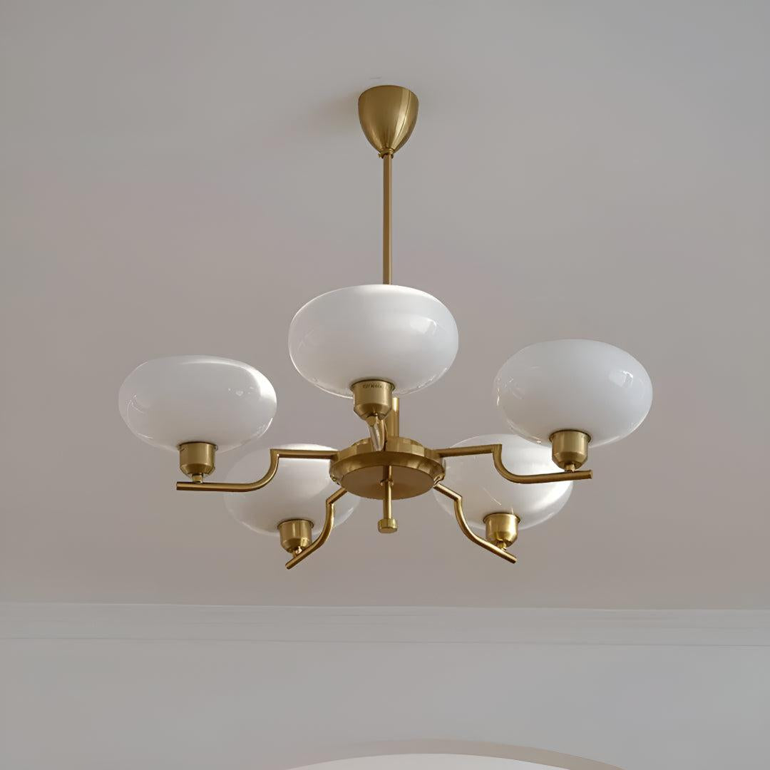 Modern Brass Chandelier Light With Bubble Glass Shades