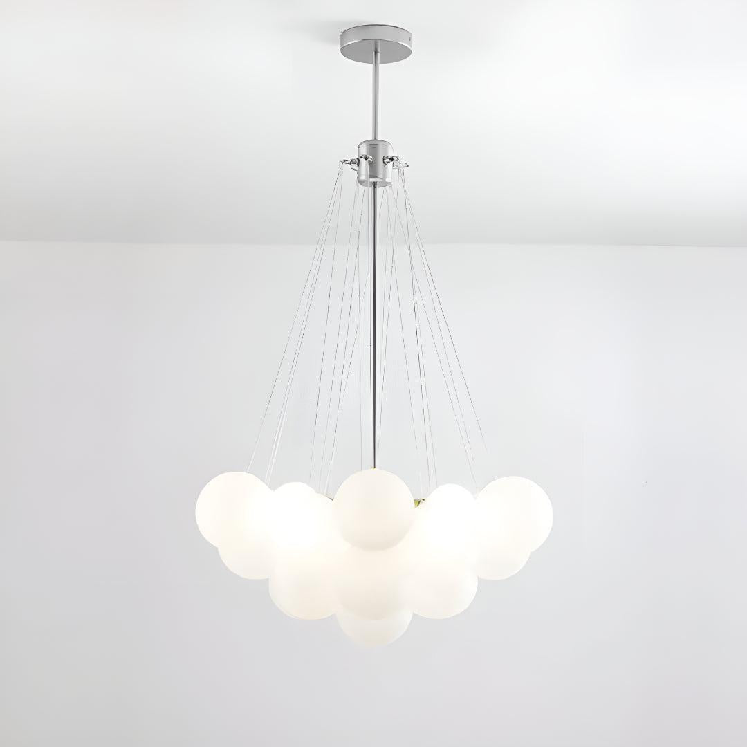 Modern Chandelier Lighting With Frosted Bubble Glass Orbs