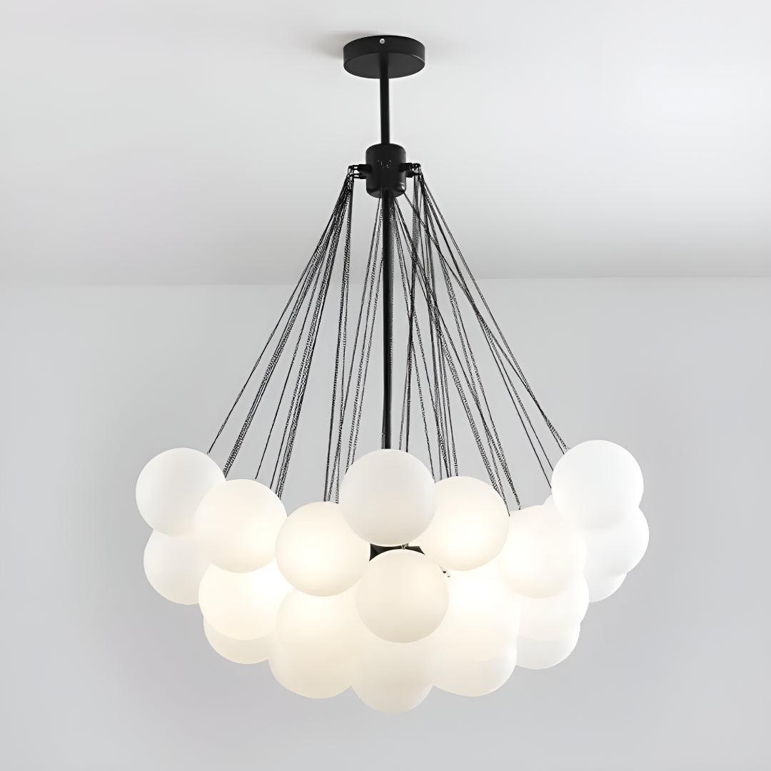Modern Chandelier Lighting With Frosted Bubble Glass Orbs