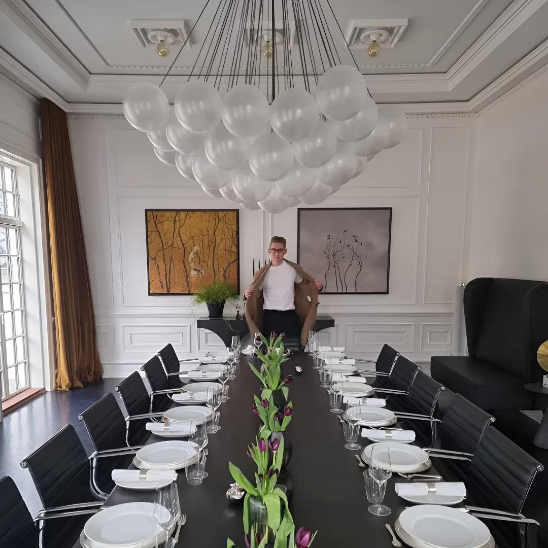 Modern Chandelier Lighting With Frosted Bubble Glass Orbs
