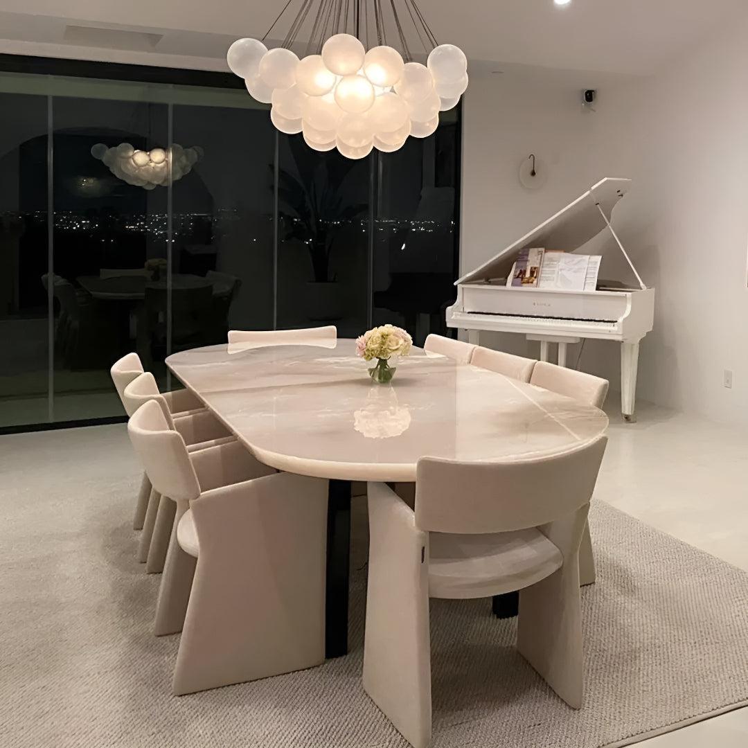 Modern Chandelier Lighting With Frosted Bubble Glass Orbs