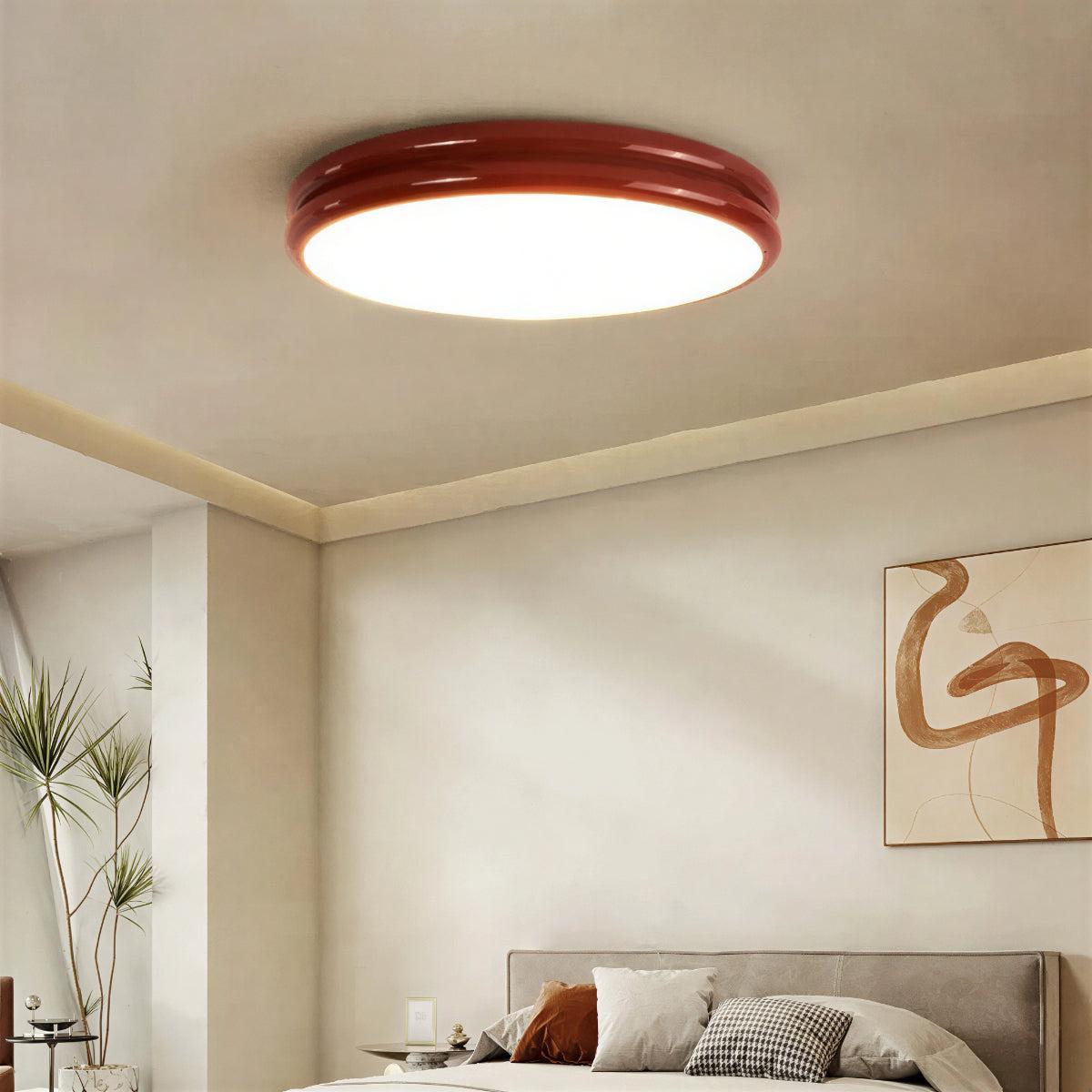 Modern Flush Ceiling Light With Round Double Layered Silhouette
