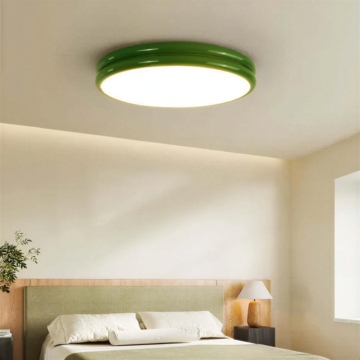 Modern Flush Ceiling Light With Round Double Layered Silhouette