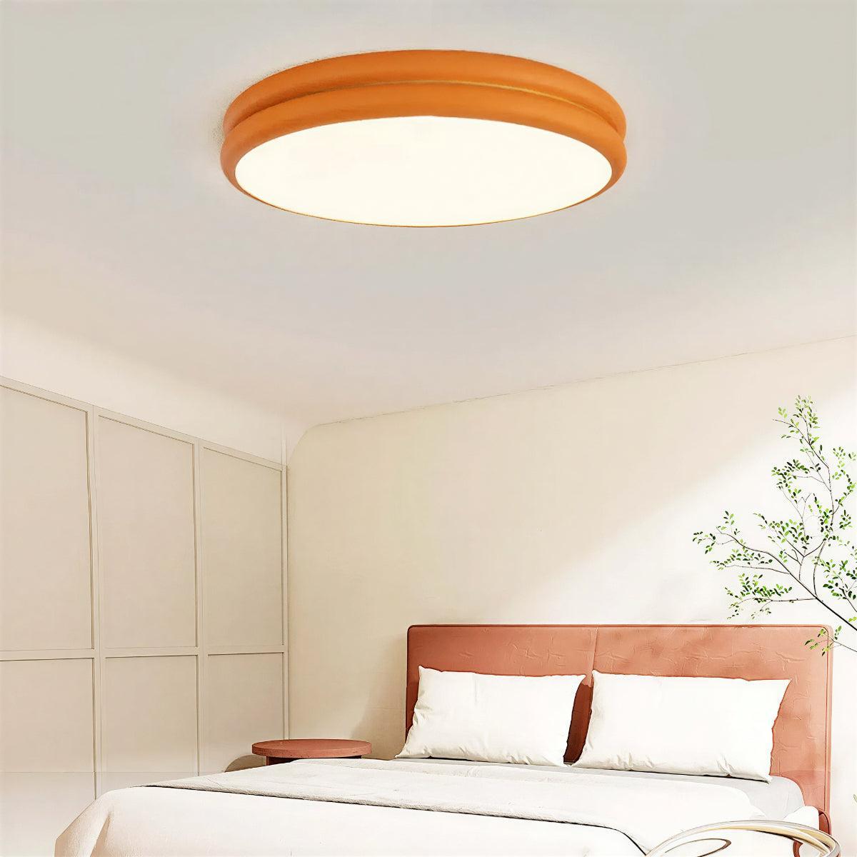 Modern Flush Ceiling Light With Round Double Layered Silhouette