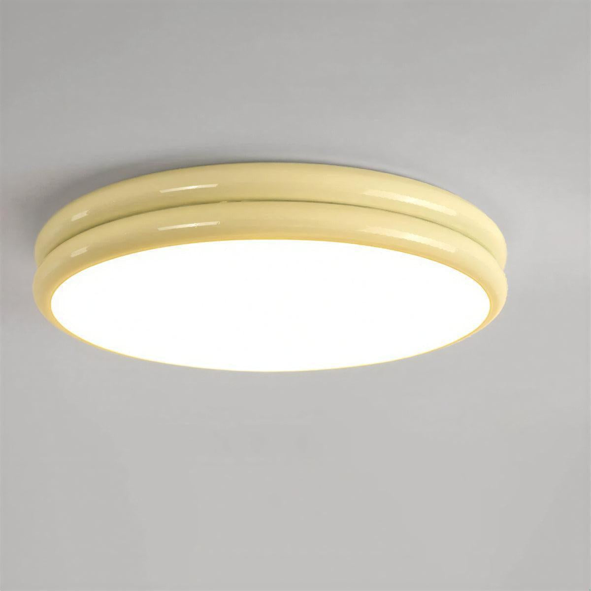 Modern Flush Ceiling Light With Round Double Layered Silhouette
