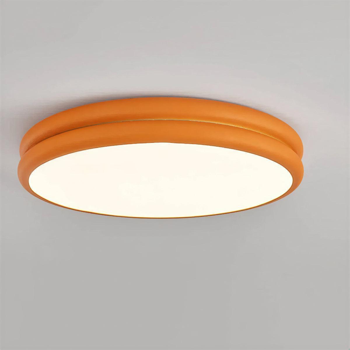 Modern Flush Ceiling Light With Round Double Layered Silhouette