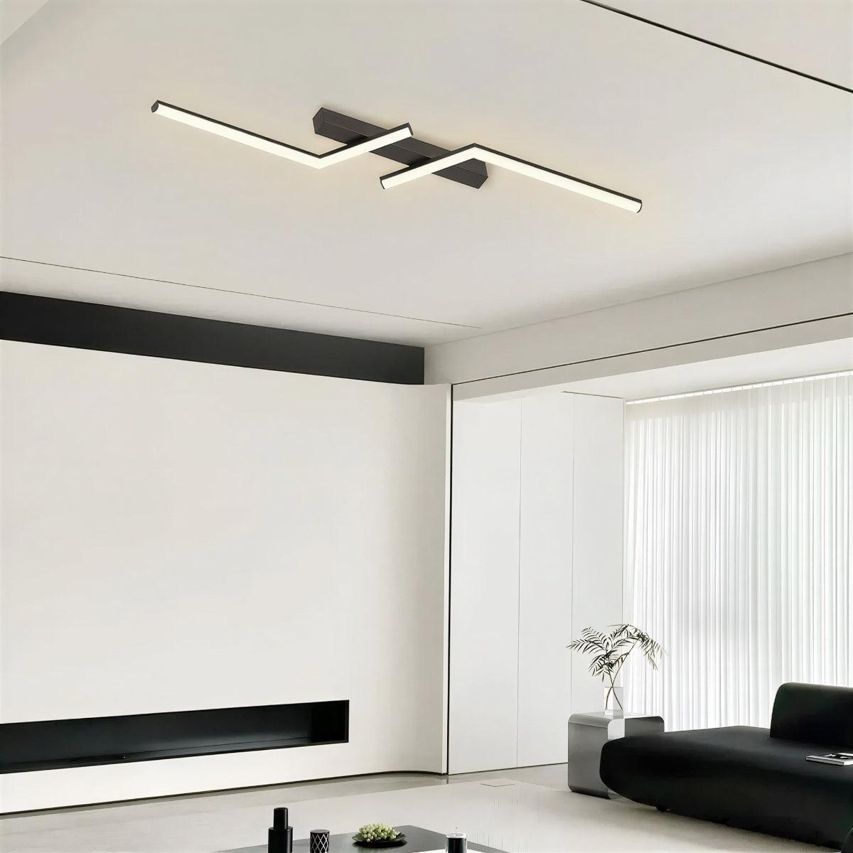 Modern Geometric Ceiling Light With Linear Flush Strip Fitting