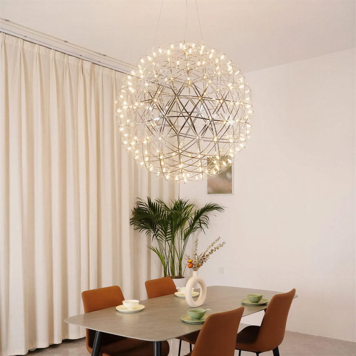 Modern Globe Chandelier With Geodesic Sphere Design