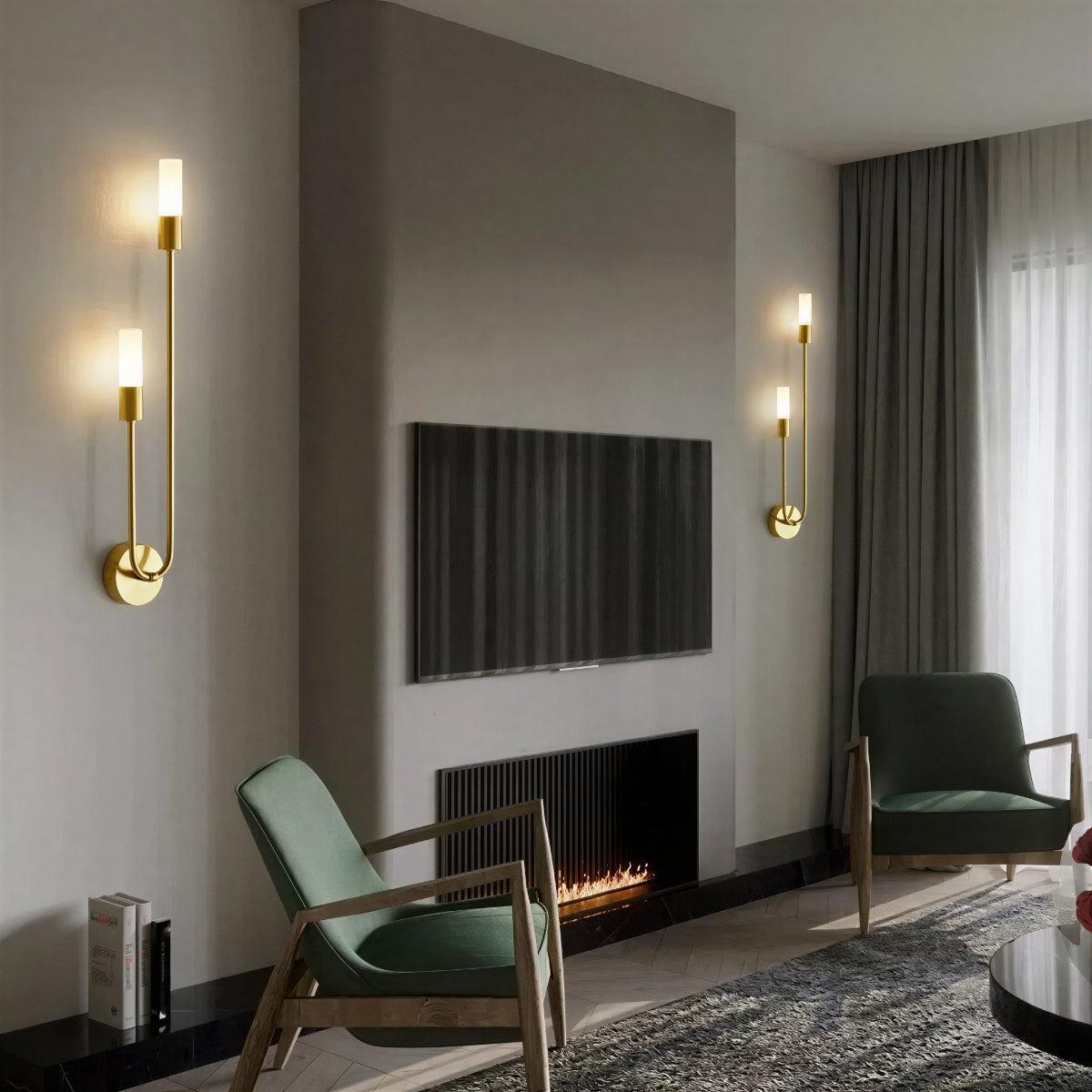 Modern Hanging Sconce Wall Light Fixture With Dual Glow Candlestick