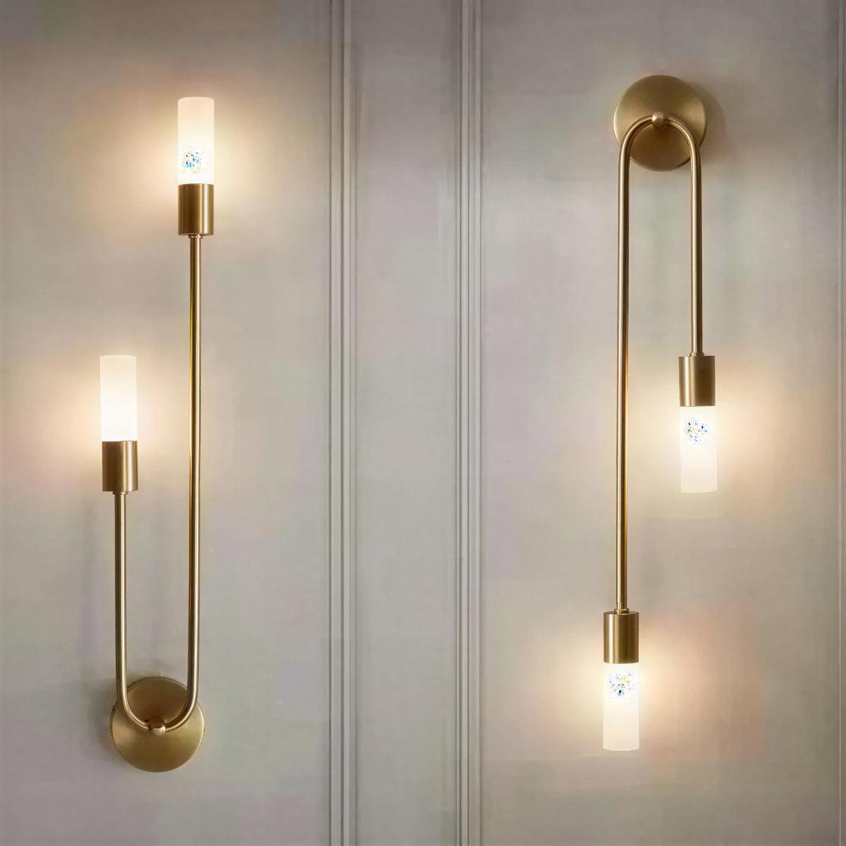 Modern Hanging Sconce Wall Light Fixture With Dual Glow Candlestick