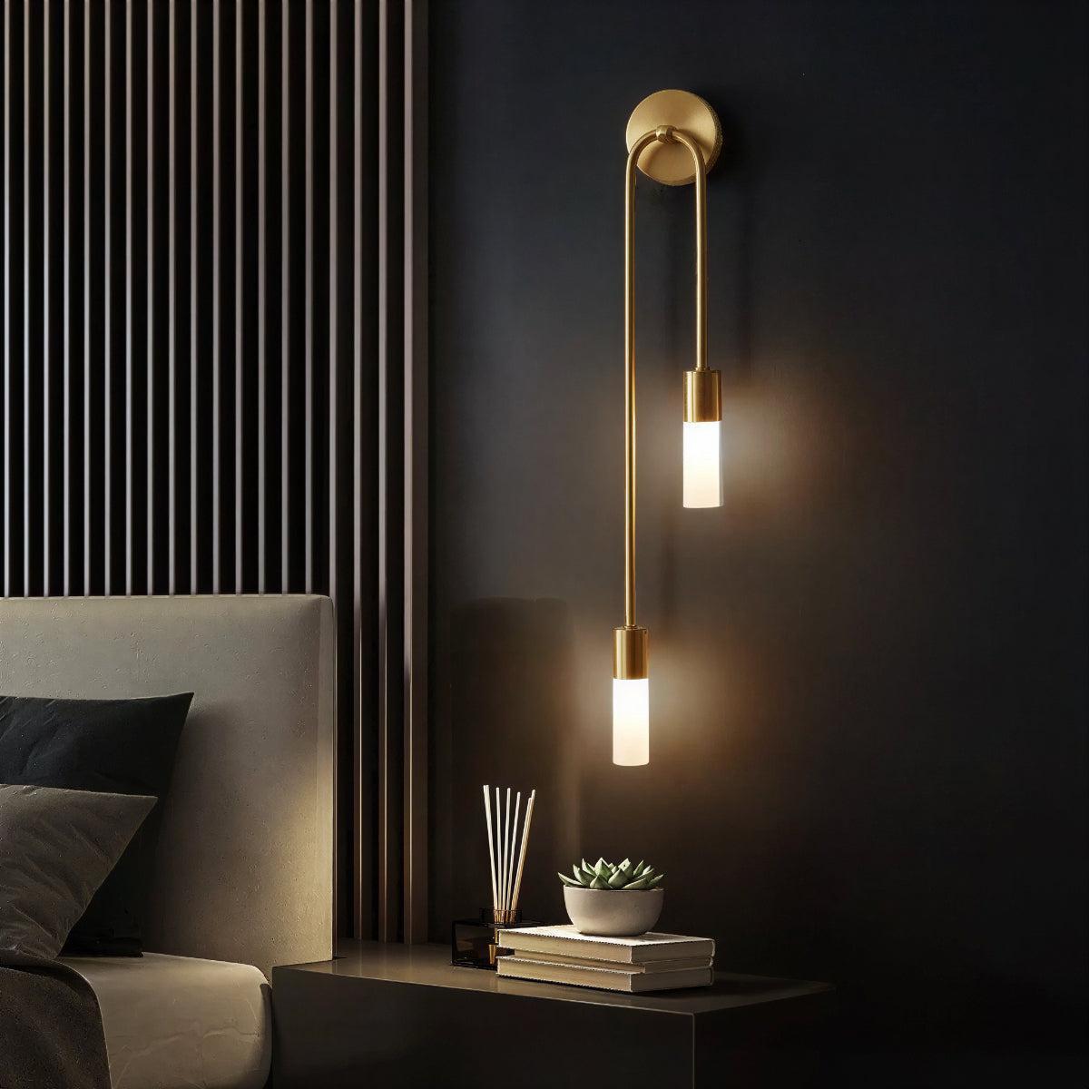 Modern Hanging Sconce Wall Light Fixture With Dual Glow Candlestick