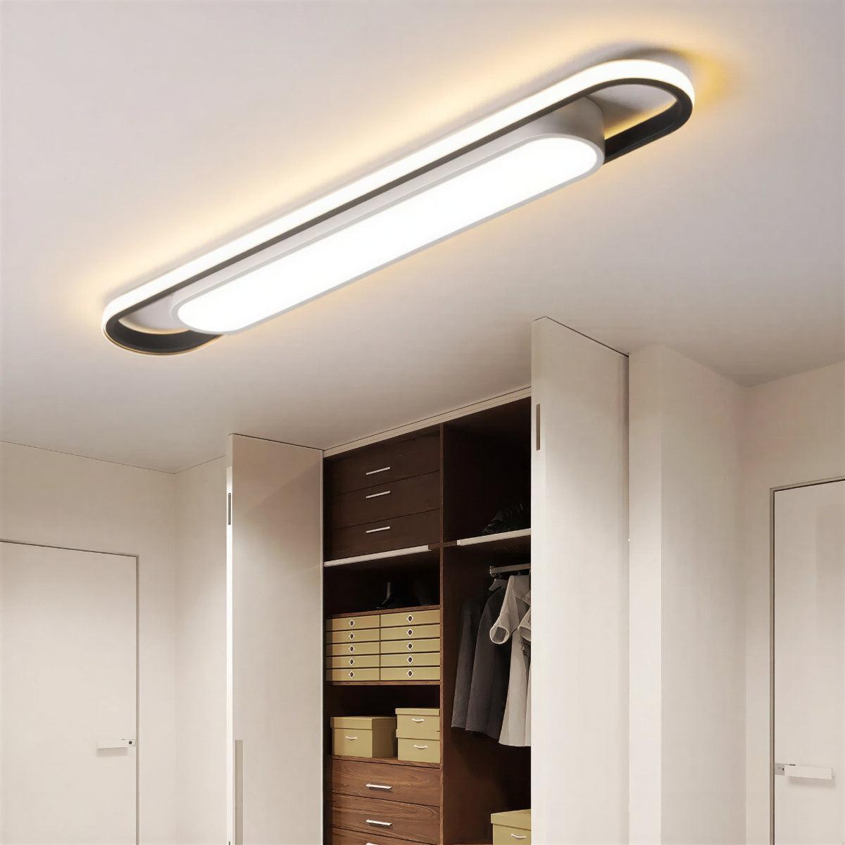 Modern Long Elongated Flush Ceiling Light With Ambient Glow