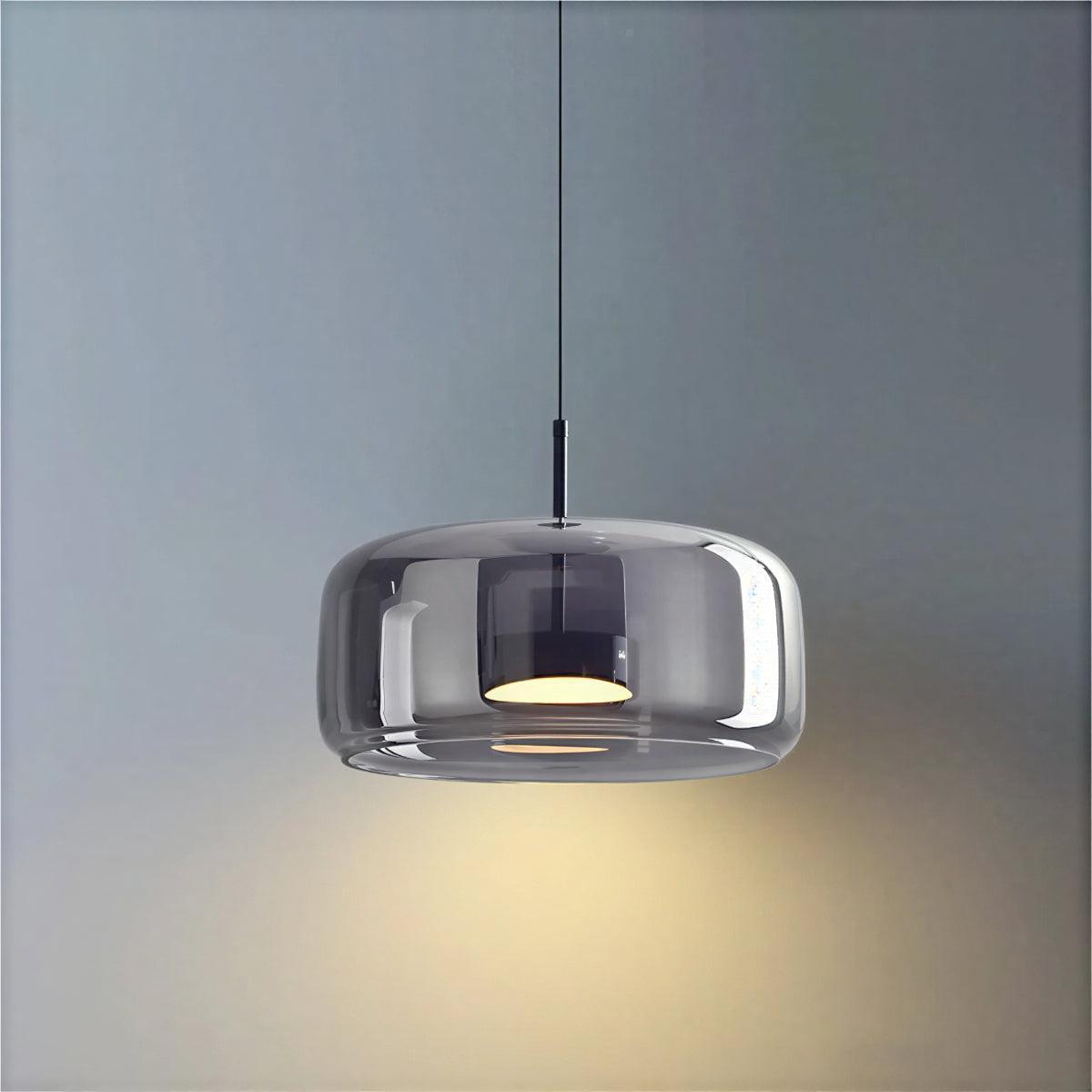 Modern Minimalist Glass Pendant Ceiling Light With Adjustable Height Hanging