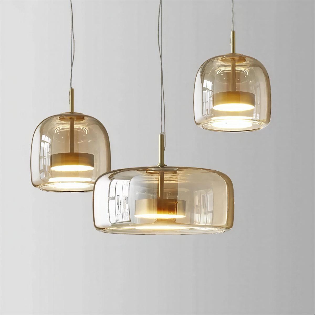 Modern Minimalist Glass Pendant Ceiling Light With Adjustable Height Hanging