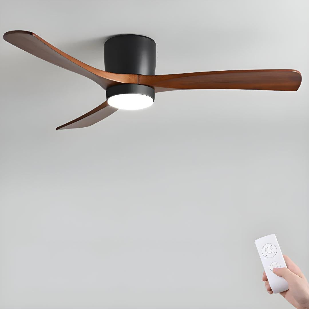 Modern Nordic Wooden Ceiling Fan Light With Remote Control