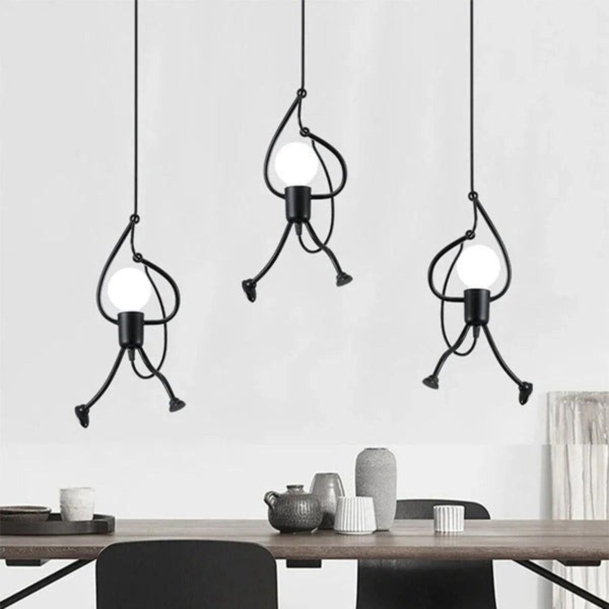 Modern Pendant Ceiling Light Fixture With Sculptural Climbing Figure
