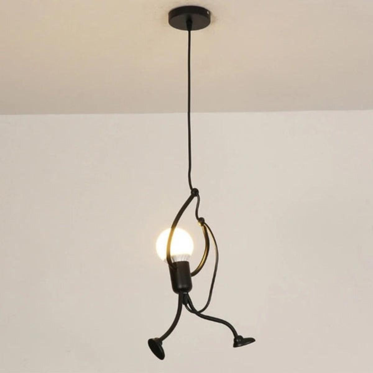 Modern Pendant Ceiling Light Fixture With Sculptural Climbing Figure