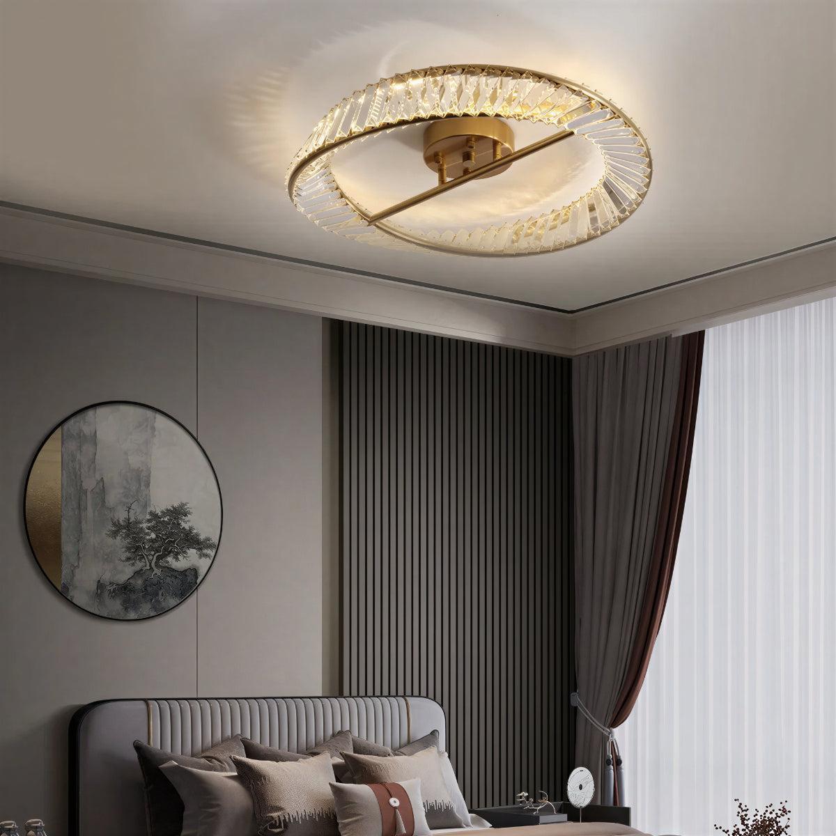 Modern Round Crystal Ceiling Lights With Halo Design