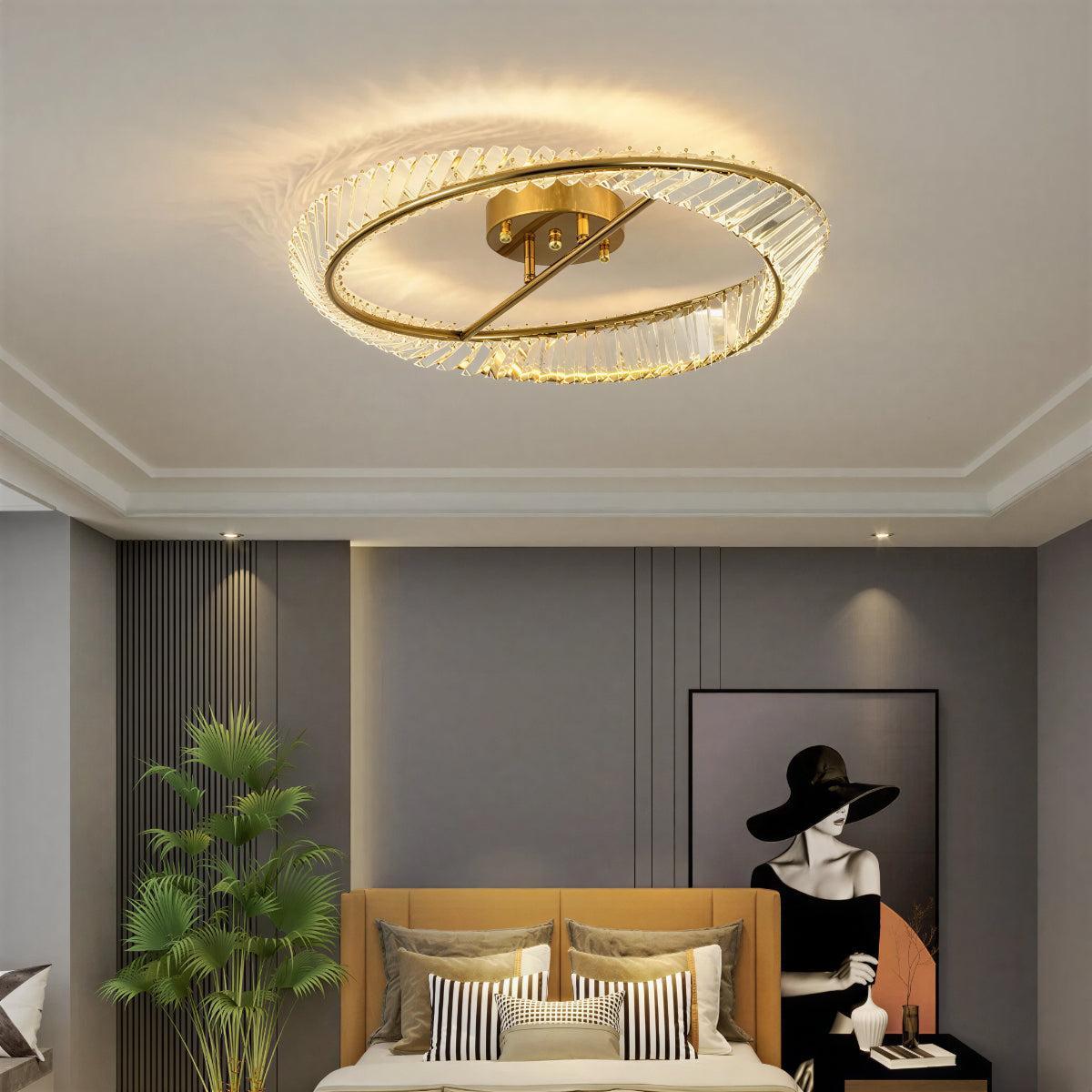 Modern Round Crystal Ceiling Lights With Halo Design