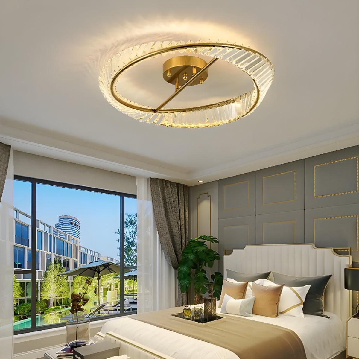 Modern Round Crystal Ceiling Lights With Halo Design