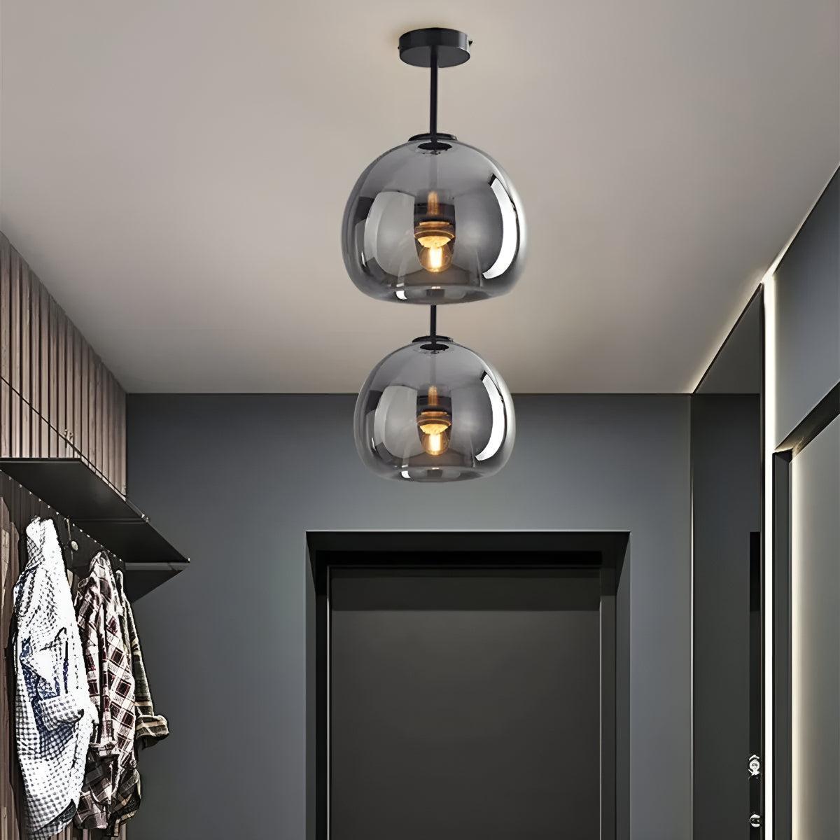 Modern Semi Flush Copper Glass Ceiling Light