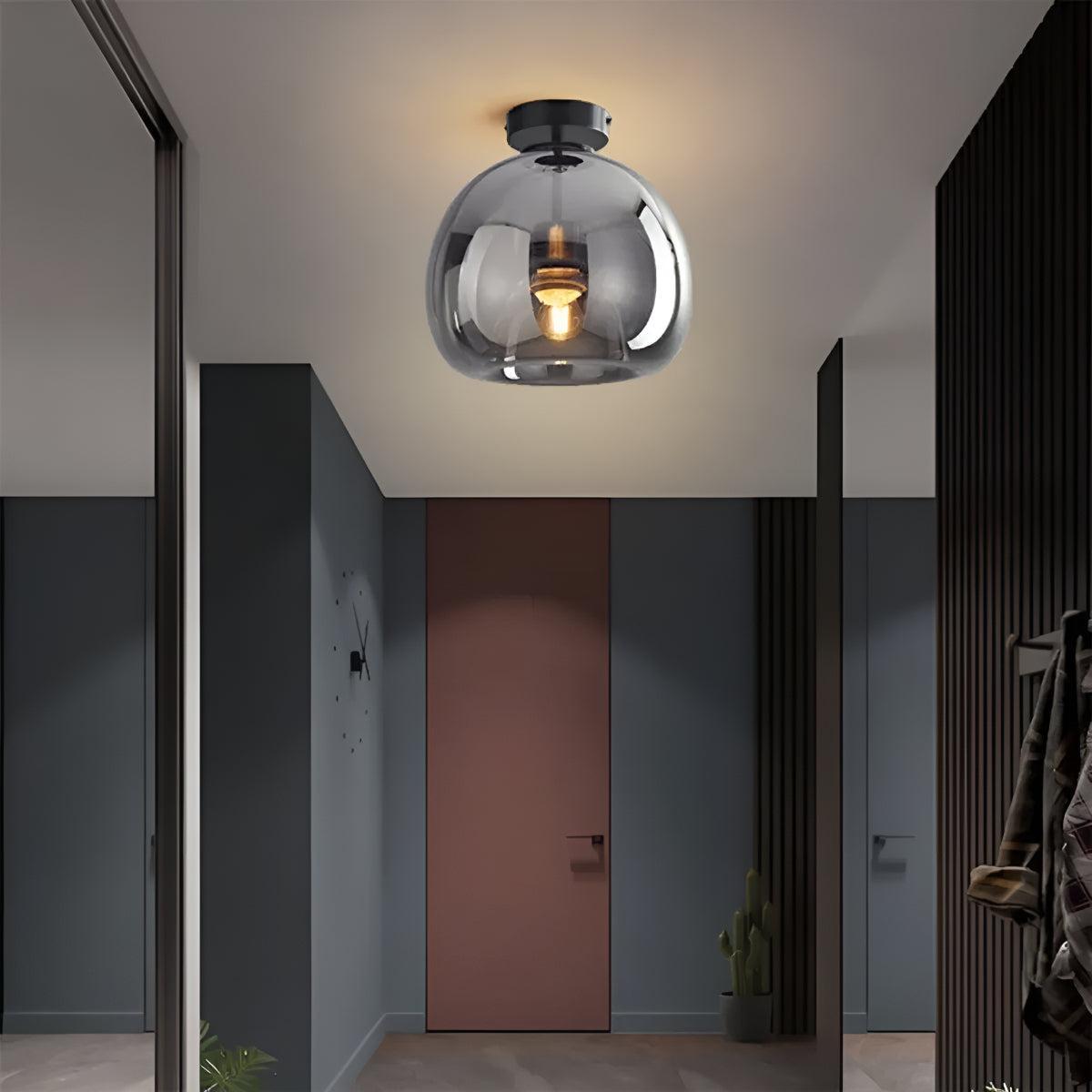Modern Semi Flush Copper Glass Ceiling Light