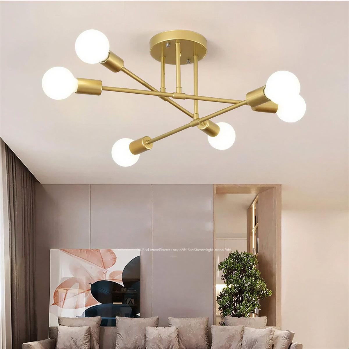 Modern Sputnik Ceiling Light With Multi Arm Minimalist Branch Design
