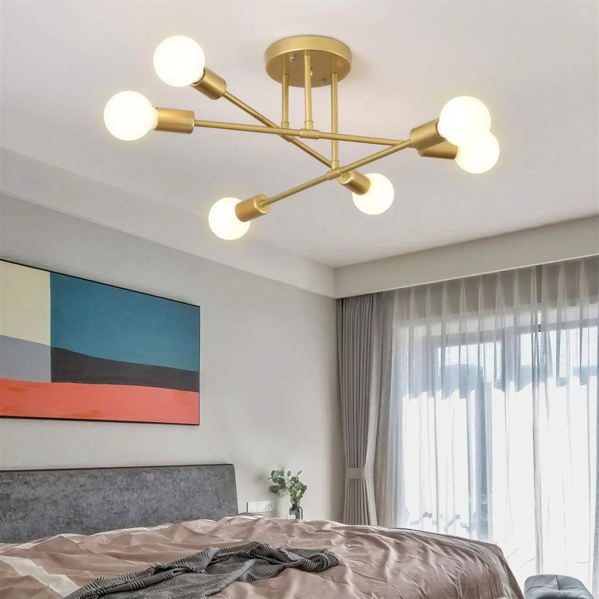 Modern Sputnik Ceiling Light With Multi Arm Minimalist Branch Design