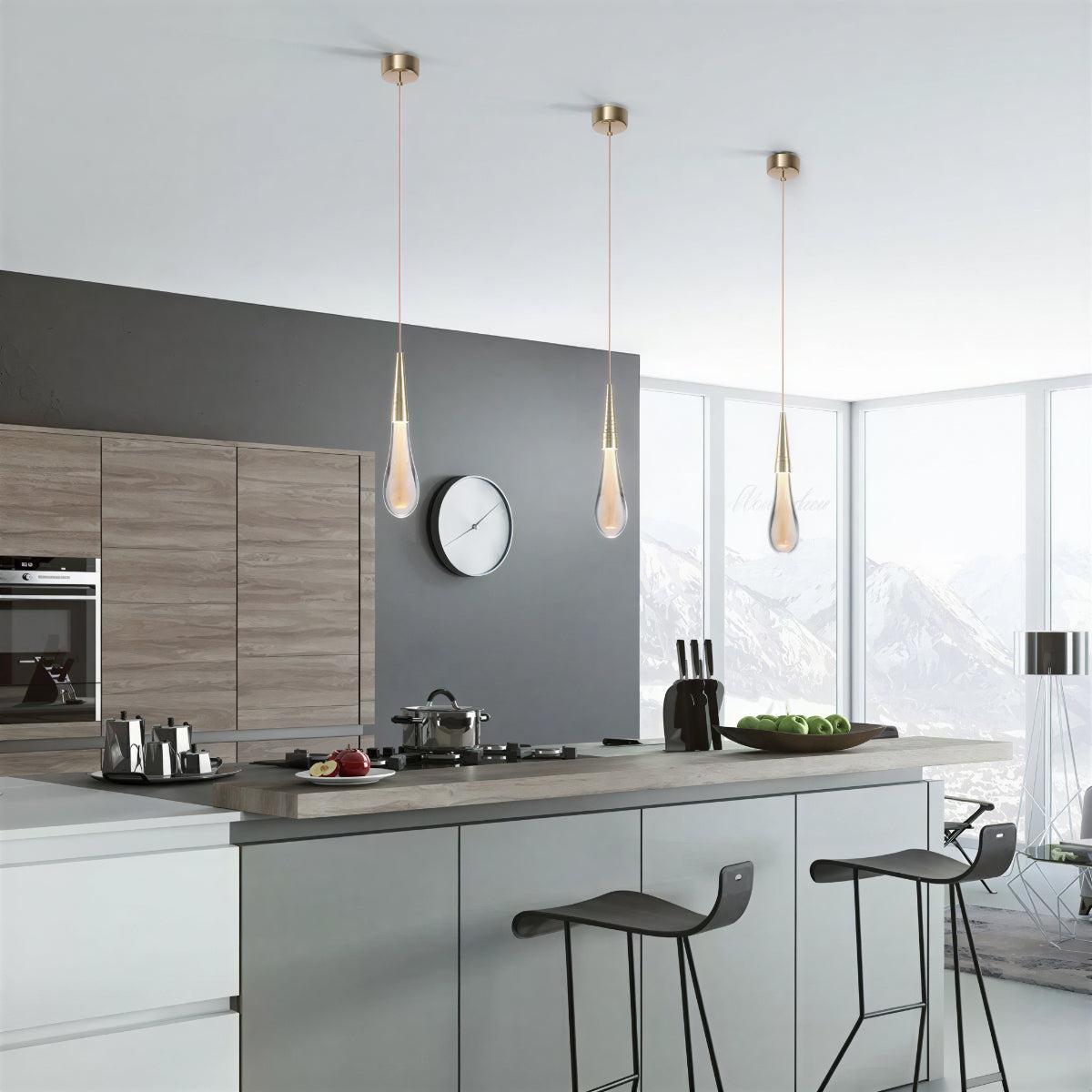 Modern Teardrop Ceiling Pendant Light With Luxury Seeded Effect