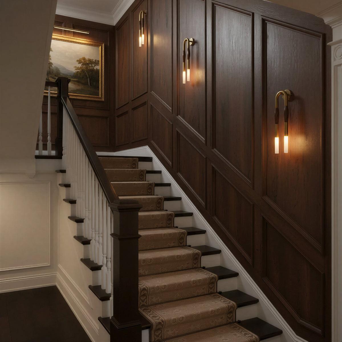 Modern Wall Light Sconce With Double Head Etched Glass