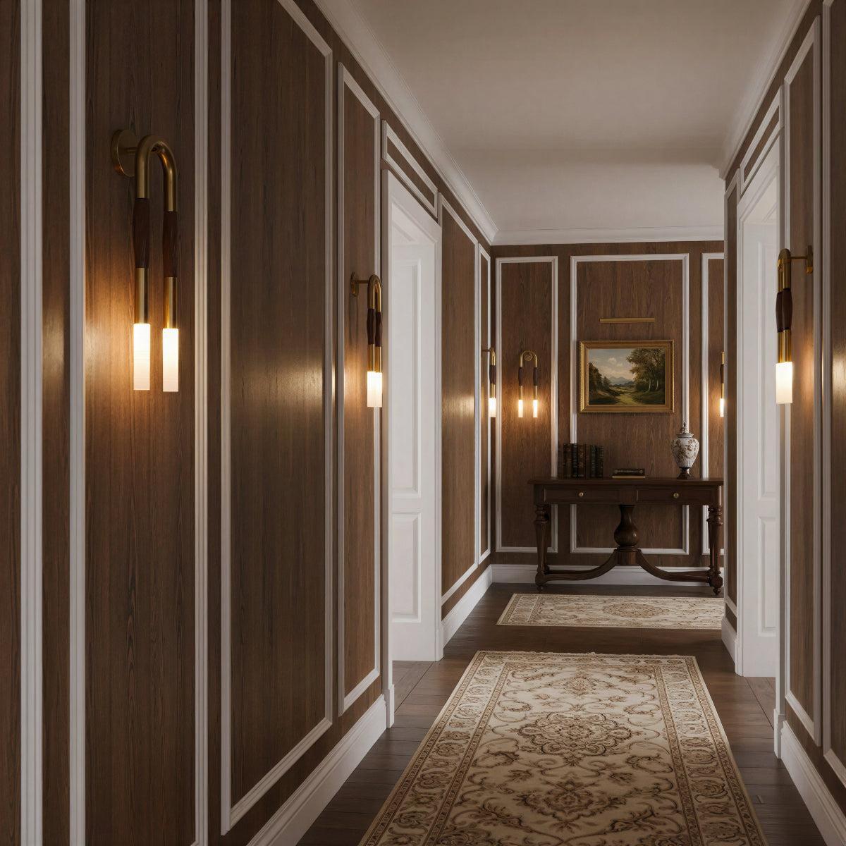 Modern Wall Light Sconce With Double Head Etched Glass