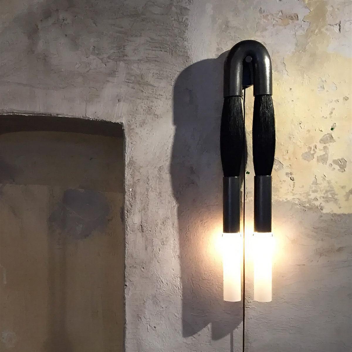 Modern Wall Light Sconce With Double Head Etched Glass