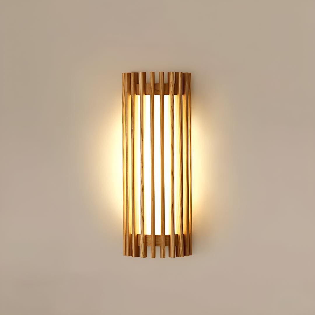 Modern Wood Caged Wall Lamp With Warm Glow