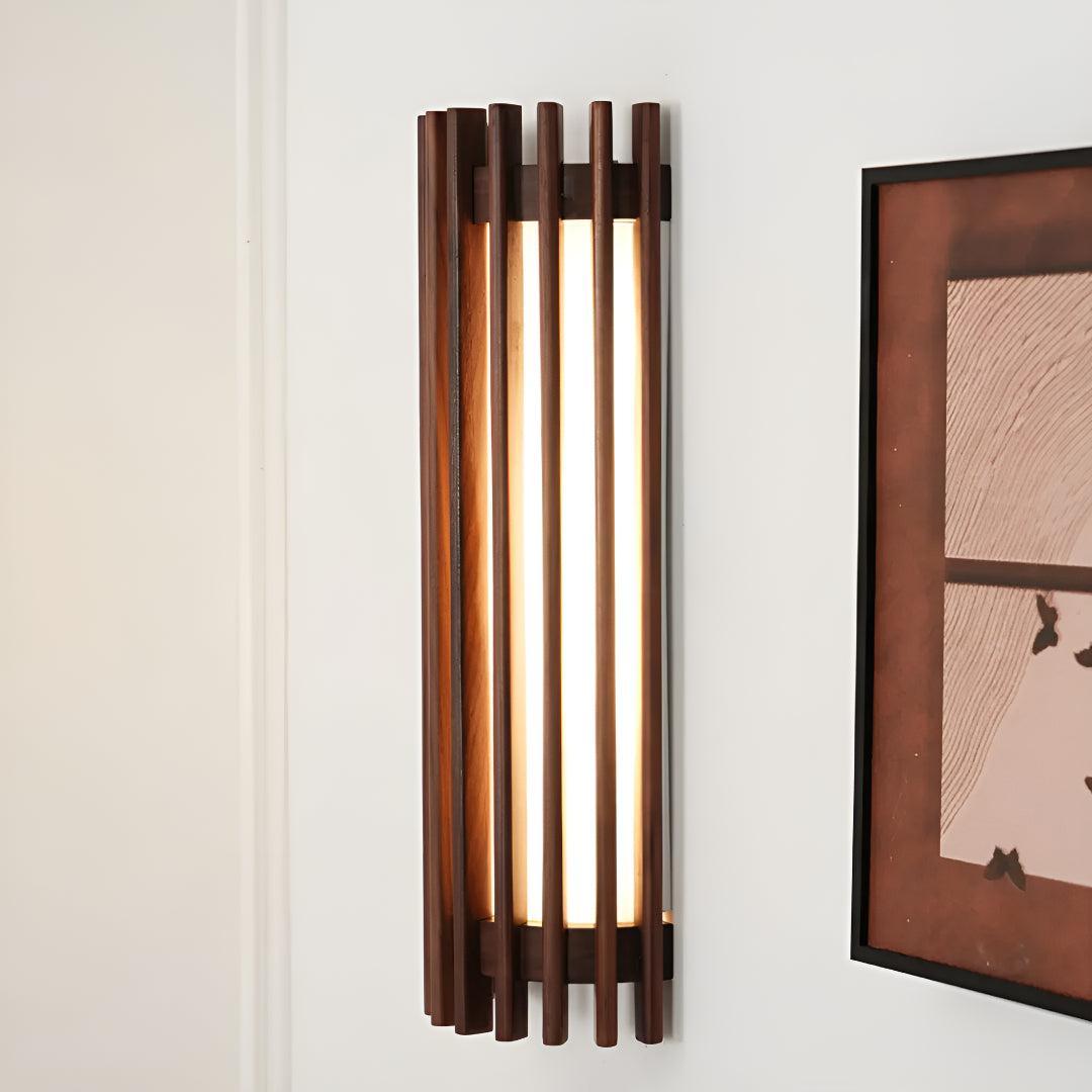 Modern Wood Caged Wall Lamp With Warm Glow