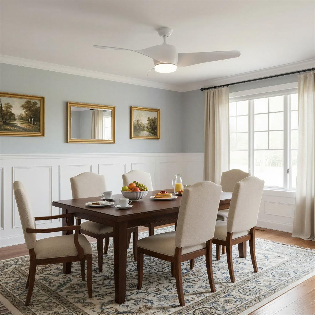 Modern Wooden Ceiling Fan Light And Remote Control Fan and Curved Blades