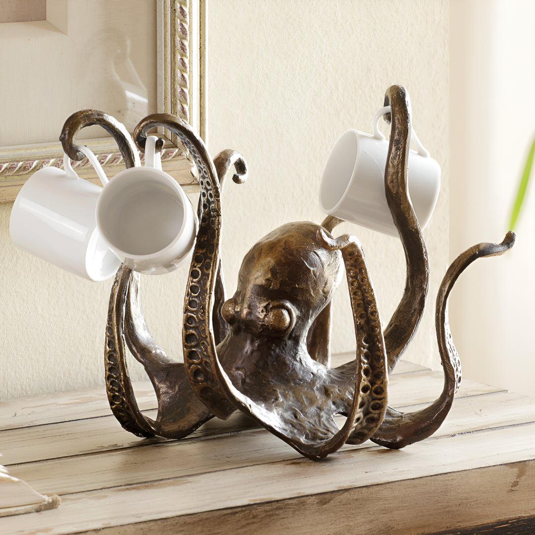 Mug Holder Home Decor Stand With Rustic Octopus Design